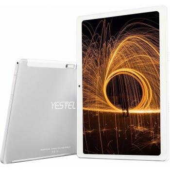 Tablet 10 Pulgadas con 4GB RAM 64GB ROM Android 10 YESTEL Tablet con Teclado, Ampliables hasta 128GB/Pantalla HD IPS/Doble SIM Lte/Wi-Fi/8000mAh Batería, Color Plata