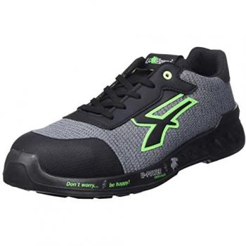 Zapatos de seguridad U-Power Mike S1P SRC ESD - Talla 39 EU - Color Negro/Verde - Modelo RV20066 - Unisex Adulto