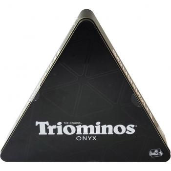 Triominos Onyx Edition - Juego de Mesa de Dominó Triangular con Piezas Negras y Caja Metálica - Estrategia Familiar para Niños y Adultos - Goliath