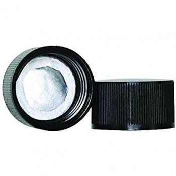 Wheaton 110061-399 Tapa De Polipropileno De 15 mm Con Revestimiento De Hoja Metalizada. Para Viales Dram 151063 Y 151064, Negro