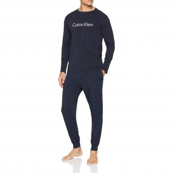 Calvin Klein Knit L/s Pant Set, Pijama para Hombre, Azul