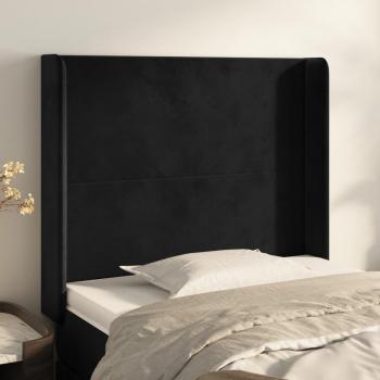 Cabecero de oreja negro 93x16x118/128 cm en terciopelo