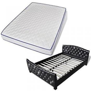 vidaXL Cama Individual Colchón Viscoelástico 140x200cm Negro Somier Dormitorio