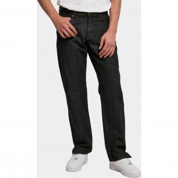 Urban Classics Men's Straight Slit Fit Black Raw Jeans 36
