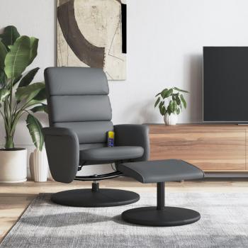 Silla de masaje reclinable de cuero sintético gris Gride con reposapiés