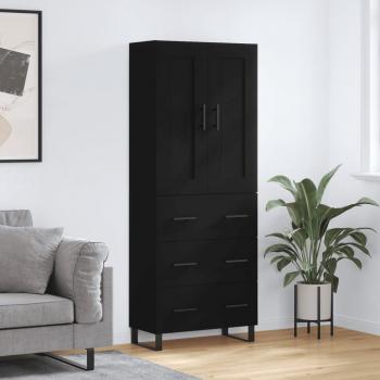 Aparador alto de madera contrachapada negro 69,5x34x180 cm
