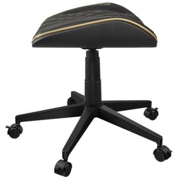 Taburete Gaming Ajustable Crosser Gold - Multiusos, Piel Sintética PVC, Altura Regulable, Base con 5 Ruedas, Soporta hasta 120 kg, Color Negro y Dorado