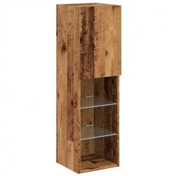 Mueble para TV con luces LED madera envejecida 30,5x30x102 cm