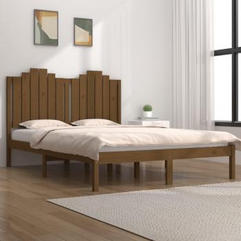 Cama de madera maciza de pino marrón miel 120x200 cm