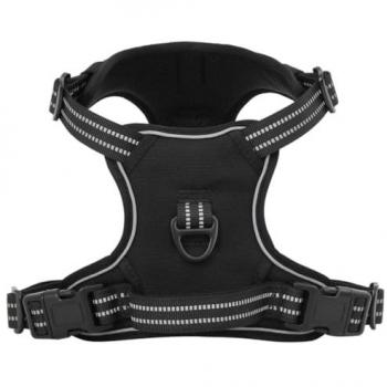 Arnés para perros con correa y collar ajustable negro M