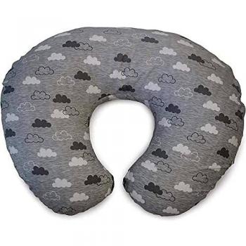 Boppy Cojin de Lactancia para Bebés de 0+ Meses, Forma Ergonómica e Indeformable, Miracle Middle, Almohada y Nido Bebé para la Lactancia Materna o con Biberón - Gris Nubes