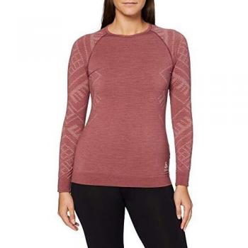 Odlo Bl Top Crew Neck L/S Natural + Kinship W Camiseta, Mujer, roan Rouge Melange, L