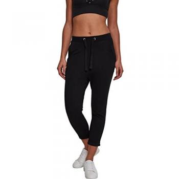 Urban Classics Women's Plus Size Open Edge Terry Turn Up Pants