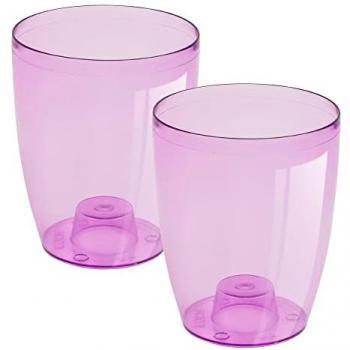 Macetero de Plástico Coubi Orchid Violeta Transparente 2x 13,2x13,2x16cm