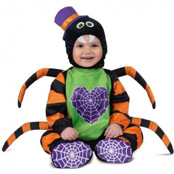 Disfraz Araña Colorida Talla 7-12 Meses con Gorro, Mono, Patas y Patucos