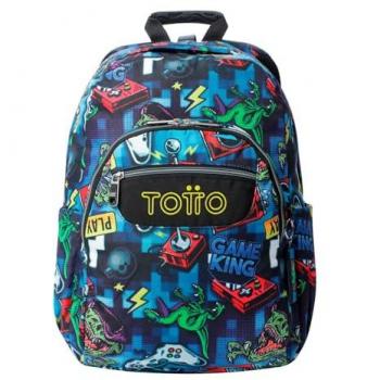 Mochila Escolar Adaptable a Carro TOTTO Acuareles Gamertag, Capacidad 20 L, Bolsillo para PC de 14, Bolsillos para Botella, Espaldar Ergonómico con Flujo de Aire