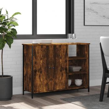 Aparador de madera multicapa roble ahumado 100x33x75 cm Marrón