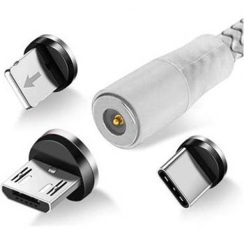 Cable 3 en 1 USB a Lightning, USB-C y Micro-USB de 2,4 A y 1,2 m - Plata