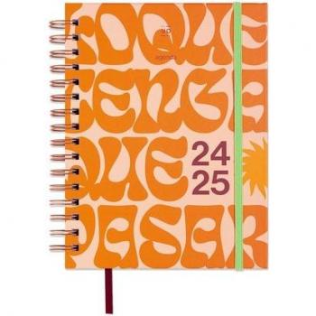 Agenda Escolar UO Y que pase lo que tenga que pasar Día Página 2024-2025, 12 meses, 168x220 mm, color naranja, en español