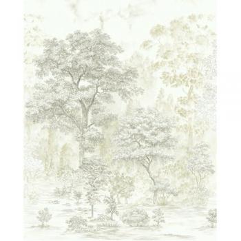 Papel Pintado No Tejido Árboles Nobles, 200x250 cm, Diseño Multicolor (Verde, Blanco, Azul)