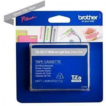 Brother TZEMQL35 - Cinta, color blanco y gris claro