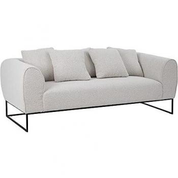 Sofá 3 plazas de diseño Blanco Roto de Tela y Metal de 180x75x65 cm - LOLAhome