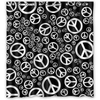 Popular mundo Símbolo de la paz cuarto de baño cortina de ducha, ducha, incluye anillas 100% poliéster impermeable 66 x 72