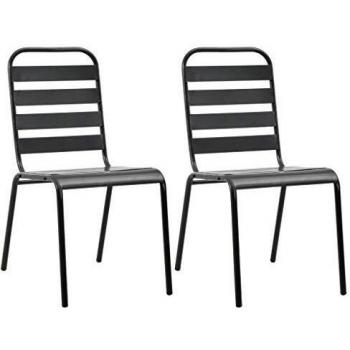 vidaXL Stackable Outdoor Chairs 2 pcs Steel Grey