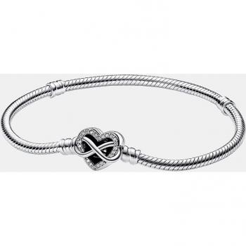 Pulsera Pandora Moments corazón con cadena de serpiente y cierre infinito brillante
