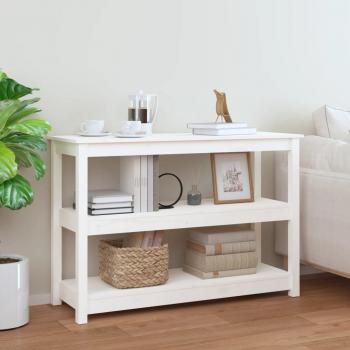 Mesa consola de madera maciza de pino 110x40x74 cm en colores Natural, Blanco y Gris, ideal como mesa de sofá o mueble recibidor para salón