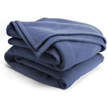 Couverture polaire 240x260 cm Isba, Marine - 100% Polyester 340 g/m2, traité non-feu