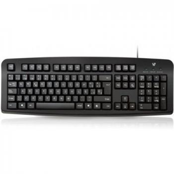 V7 KC0D1-5E5P - Teclado (USB 2.0), color negro - Teclado Qwerty Español