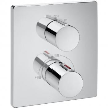 Roca - Grifo termostático empotrable para ducha T-2000 con control de temperatura y caudal, diseño moderno y acabado cromado