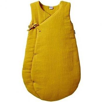 Saco de dormir para bebé 100% algodón forma kimono mostaza 0/6 meses