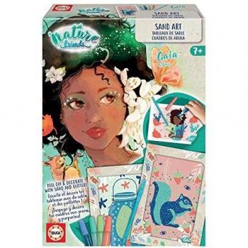 Educa - Nature Friends Manualidades Gaïa, Incluye 5 Cuadros autoadhesivos, Arena, Purpurina, 2 Marcos y espátula, a Partir de 7 años
