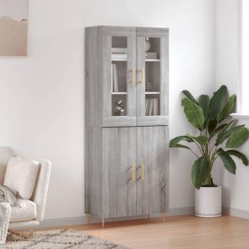 Aparador alto de madera contrachapada gris Sonoma 69,5x34x180 cm