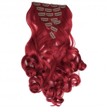 Juego de 8 extensiones de cabello con clip CAISHA XXL 18, onduladas y voluminosas, color rojo intenso