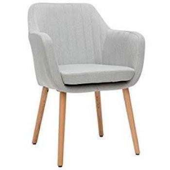 Sillón escandinavo gris claro con patas de roble Aleyna