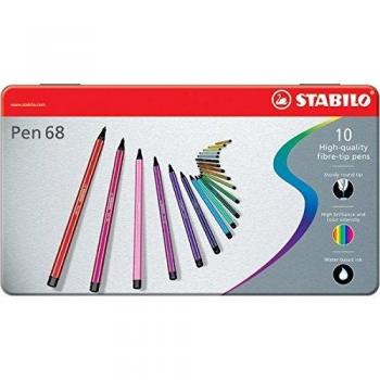 Rotulador STABILO Pen 68 - Caja de metal con 10 colores