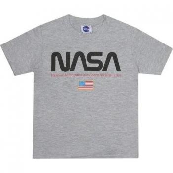 Camiseta con bandera de la NASA para niños L gris