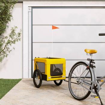 Remolque de Bicicleta para Mascotas, Hierro y Tela Oxford, Color Amarillo y Negro