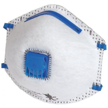 Wolfcraft 4838000 - 3 máscaras antipolvo FFP2 CV, con válvula de respiración y filtro de carbón, especialmente adecuadas para prevención antigripe, DIN EN 149:2001 + A1:2009