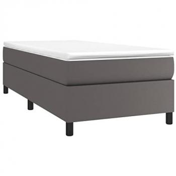 Estructura de cama box spring cuero sintético gris 100x200 cm