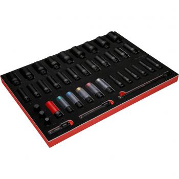 Juego de llaves de vaso de impacto KS TOOLS 811.0039, 1/2', inserto de gomaespuma, 39 piezas