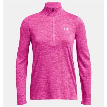 Under Armour Women's Tech Twist 1/2 Zip Sweatshirt, Size: Medium, Colour: Rebel Pink / White