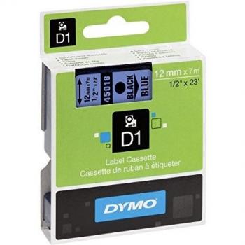 Cinta Dymo electrónica 12 mm x 7 m negra sobre fondo azul 45016