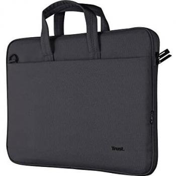 Trust Bologna Maletín para Portátiles de Hasta 16, Fino y Ecológico con Correa Ajustable para Hombro, Bolsa Reciclada para Viajes, Negocios, Trabajo, Universidad - Negro
