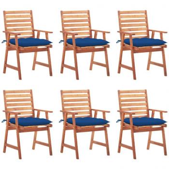 Sillas de comedor de jardín y cojines 6 uds madera maciza acacia