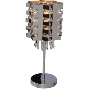 Lámpara de mesa Kristallo cromada E27 49 cm, metal y vidrio, IP20