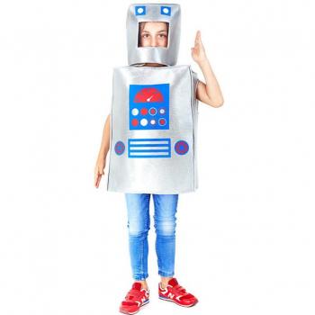 Disfraz de Robot Plateado con Capucha para niño